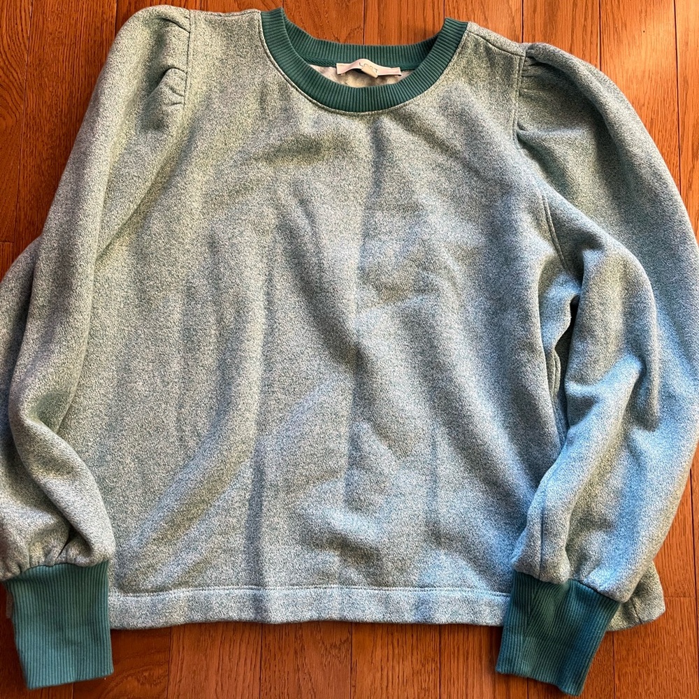 Loft women’s teal puff sleeve sweatshirt size XL